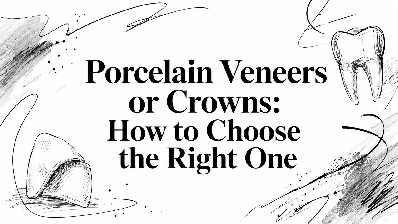 Porcelain Veneers Or Crowns Dental Illustration
